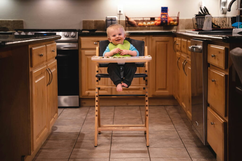 happy child in kitchen